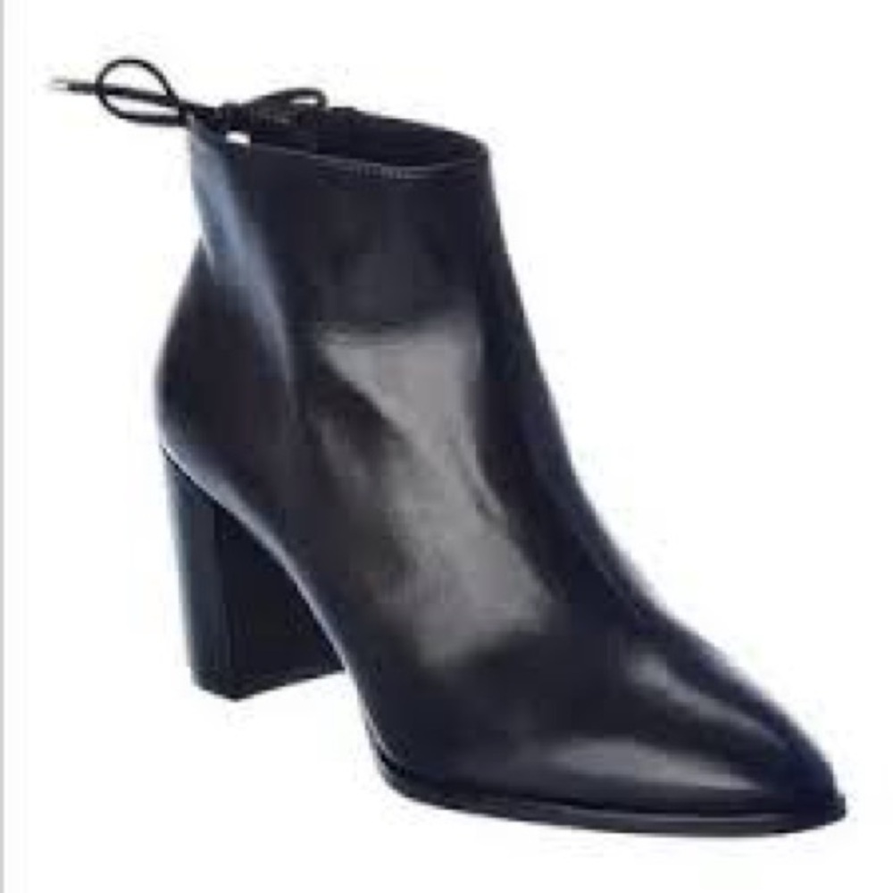 Stuart Weitzman Gardiner Block Heel Bootie Women's 9B Black Leather